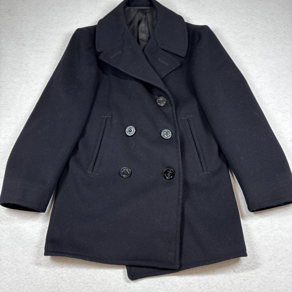Vintage US Navy Wool Peacoat Naval Clothing Depot Anchor Button Size 36